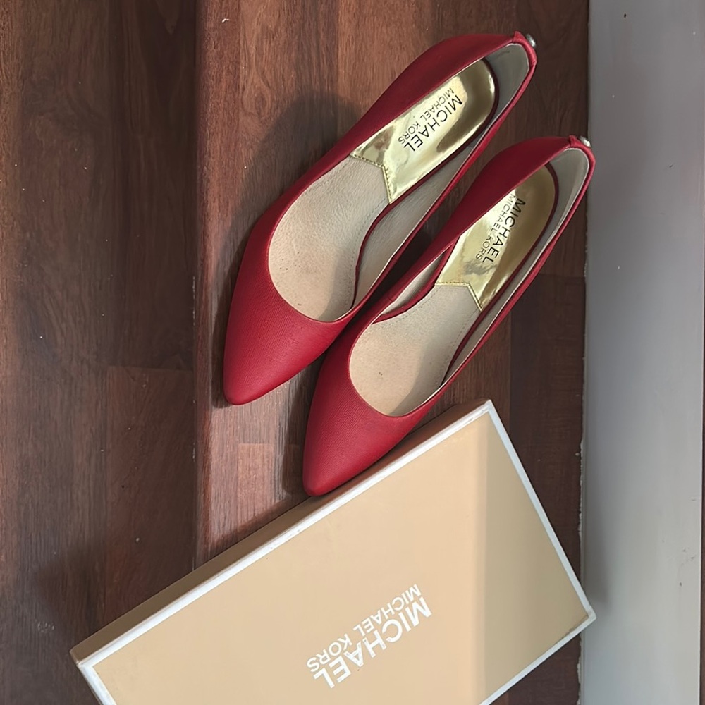 Michael Kors Red Suede Heels  size 8 M
New